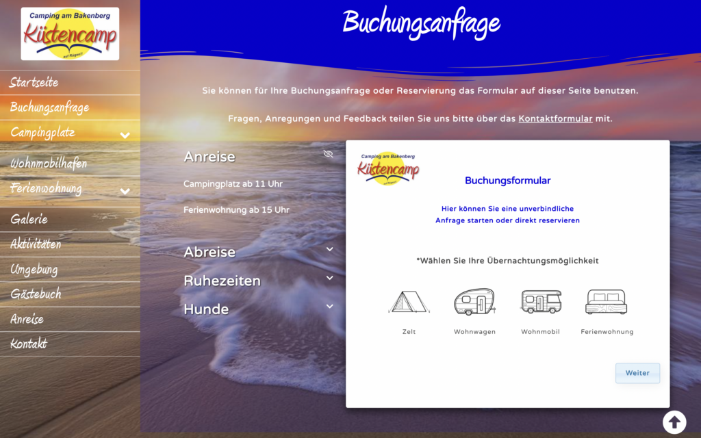 Campingplatz Küstencamp Buchungsanfragen