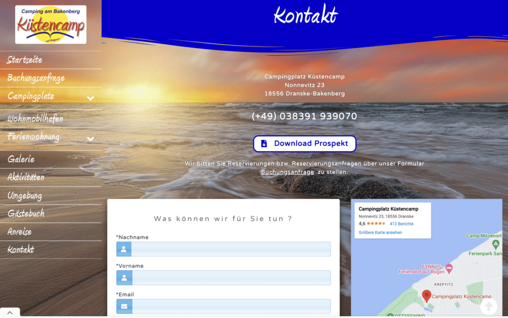 Campingplatz Küstencamp Kontaktseite